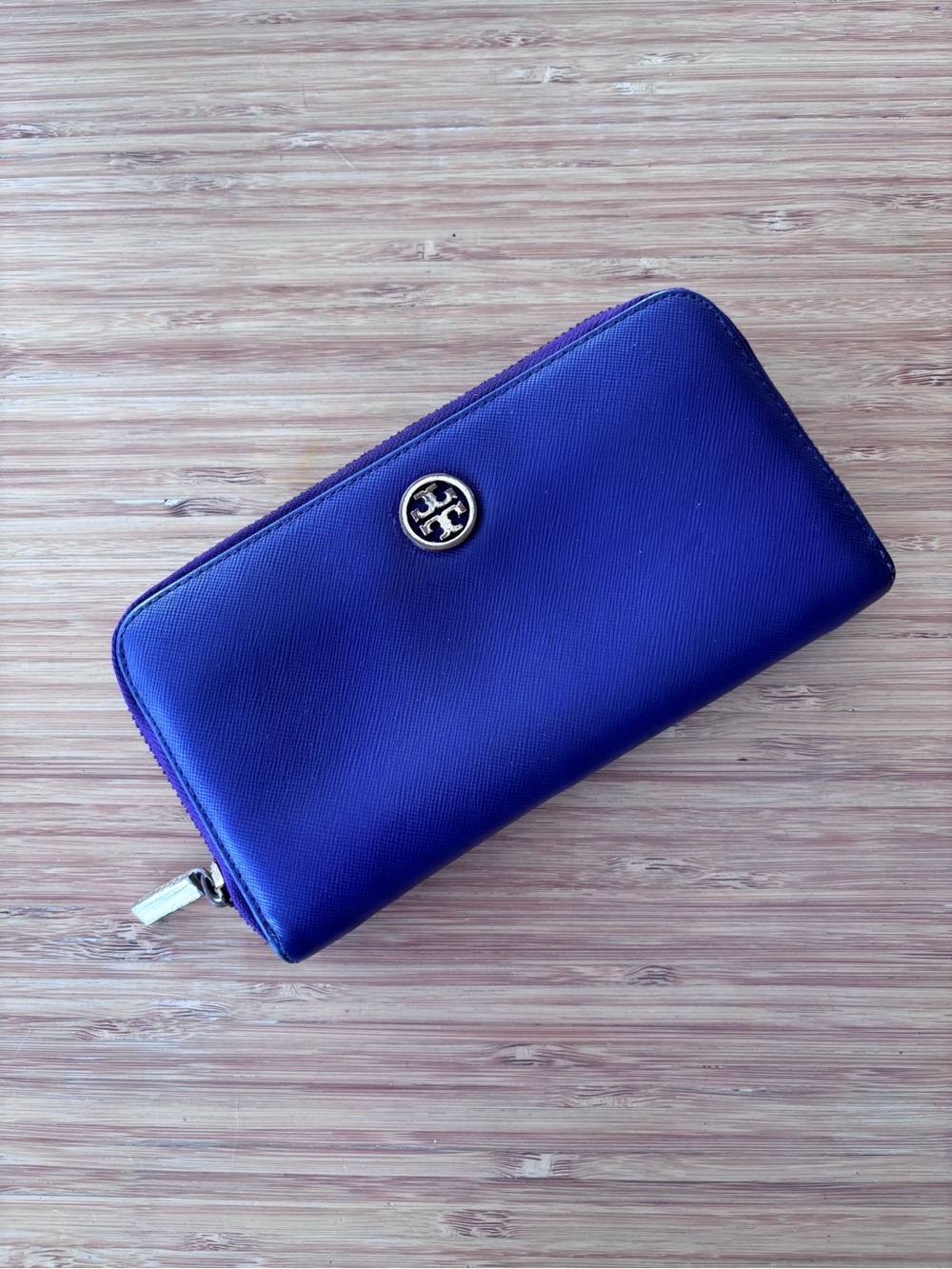 Tory Burch Royal Purple Zip-Around Leather Wallet